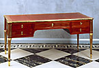 A Louis XVI gilt bronze mounted mahogany bureau plat